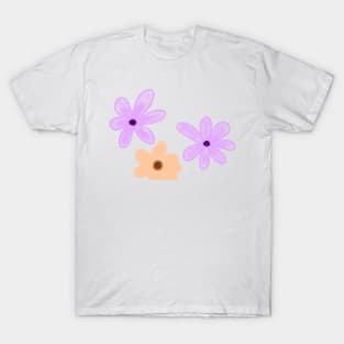 Purple orange watercolor floral art design T-Shirt